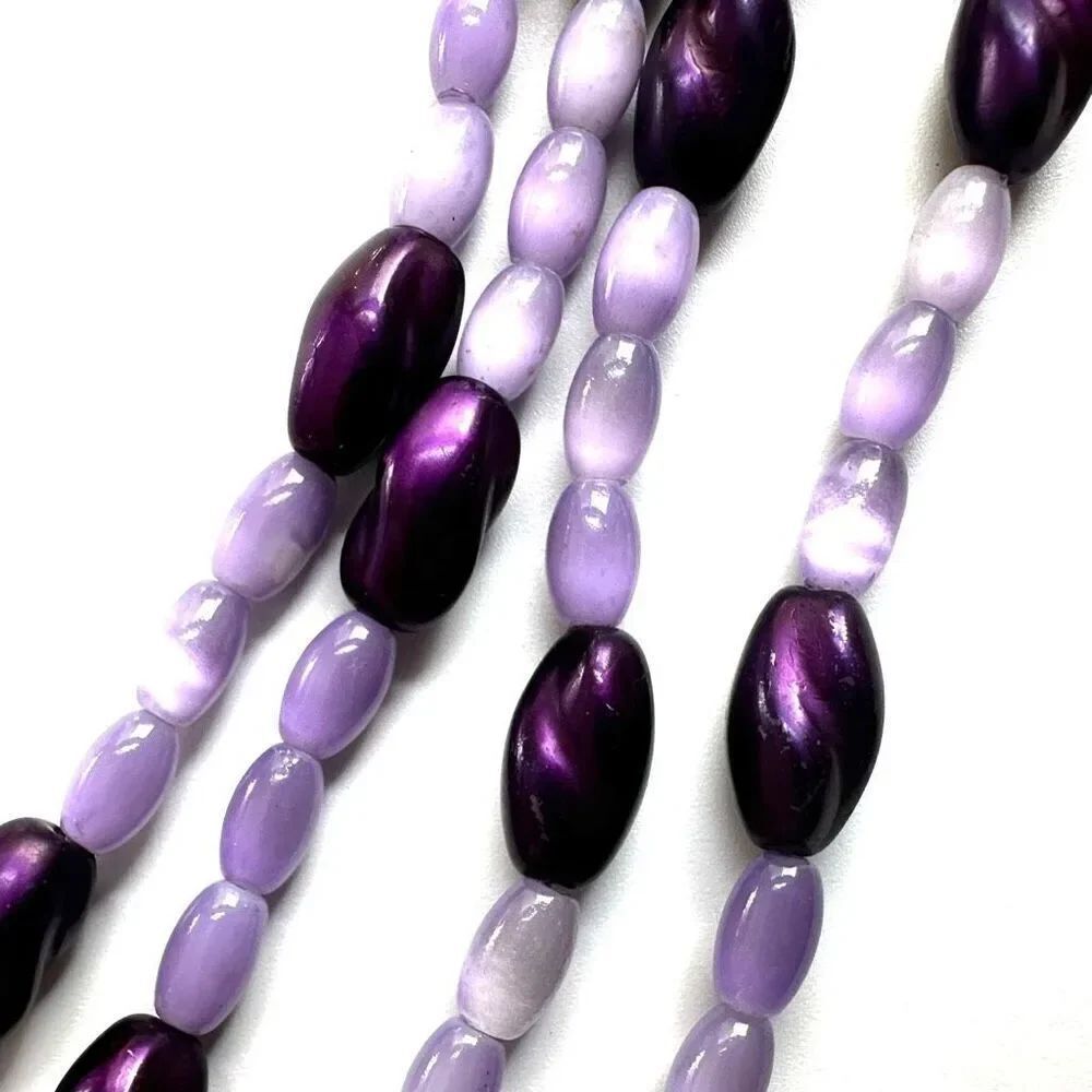 Purple beaded choker necklace - Picture 4 of 7